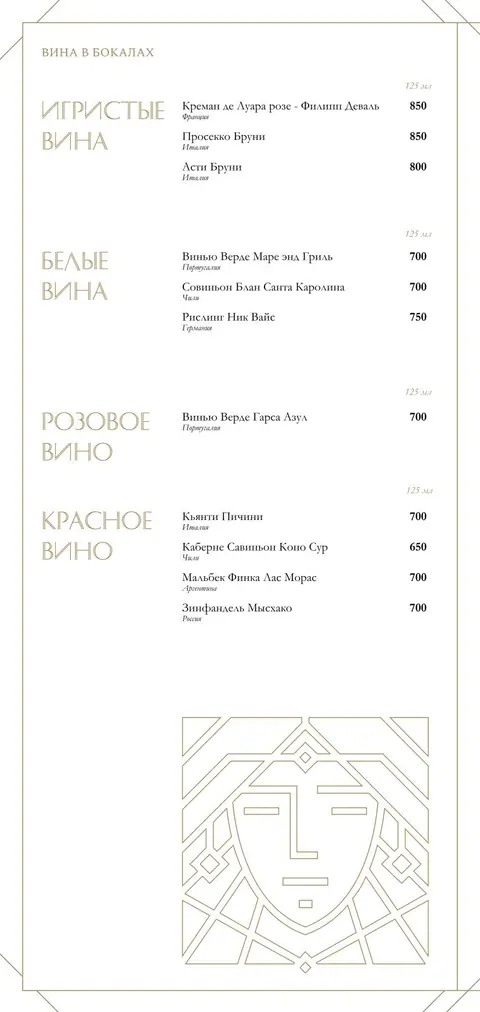 Страница карты вин: вина в бокалах